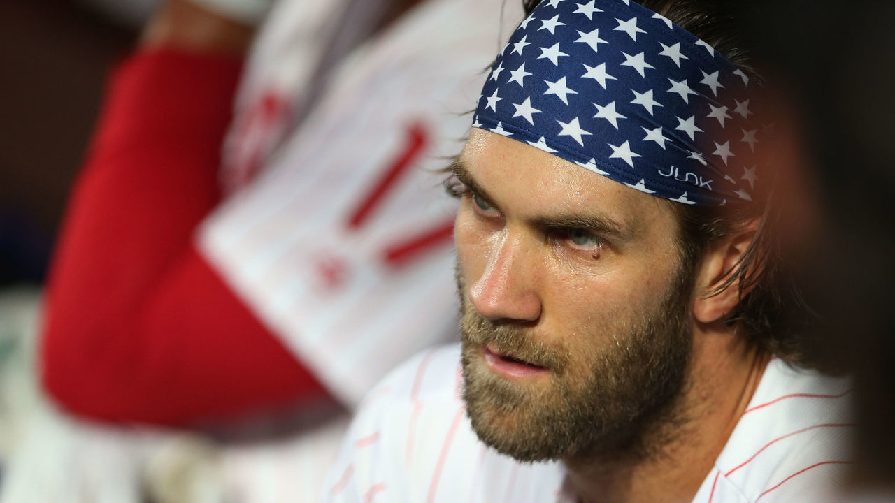 PHILADELPHIA, PA - SEPTEMBER 11: Bryce Harper #3 of the Philadelphia Phillies in action against the Atlanta Braves during a game at Citizens Bank Park on September 11, 2019 in Philadelphia, Pennsylvania.
