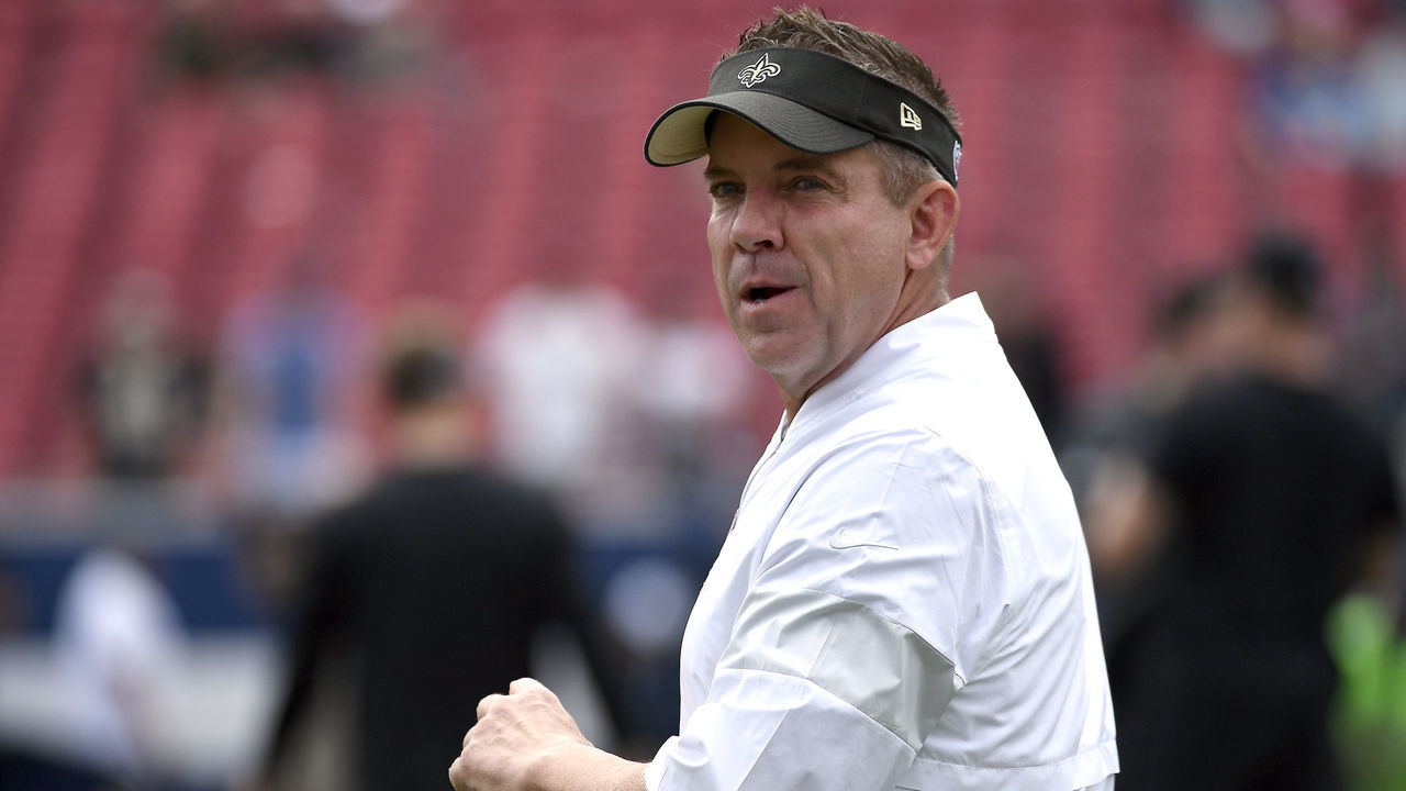 LOS ANGELES, CALIFORNIA - SEPTEMBER 15: Head coach Sean Payton of the New Orleans Saints looks on prior to the game against the Los Angeles Rams at Los Angeles Memorial Coliseum on September 15, 2019 in Los Angeles, California.