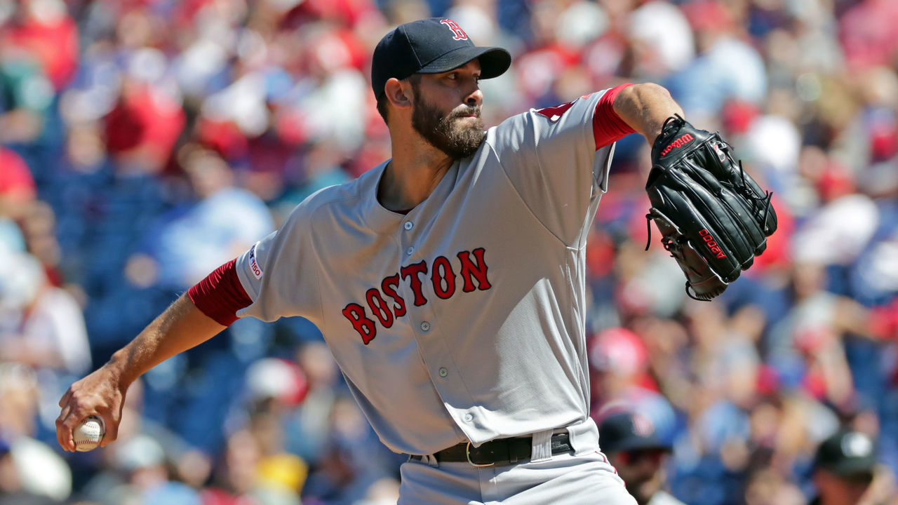 PHILADELPHIA, PA - SEPTEMBER 15: Rick Porcello #22 of the Boston Red Sox delivers a pitch in the first inning during a game against the Philadelphia Phillies at Citizens Bank Park on September 15, 2019 in Philadelphia, Pennsylvania.