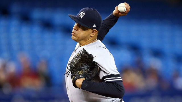 TORONTO, ON - SEPTEMBER 15: Dellin Betances #68 of the New York Yankees delivers a pitch in the fourth inning during a MLB game against the Toronto Blue Jays at Rogers Centre on September 15, 2019 in Toronto, Canada.