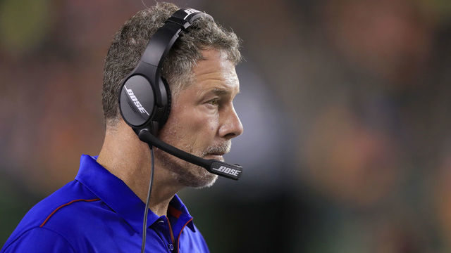 CINCINNATI, OHIO - AUGUST 22: Pat Shurmur the head coach of the New York Giants watches the action against the Cincinnati Bengals at Paul Brown Stadium on August 22, 2019 in Cincinnati, Ohio.