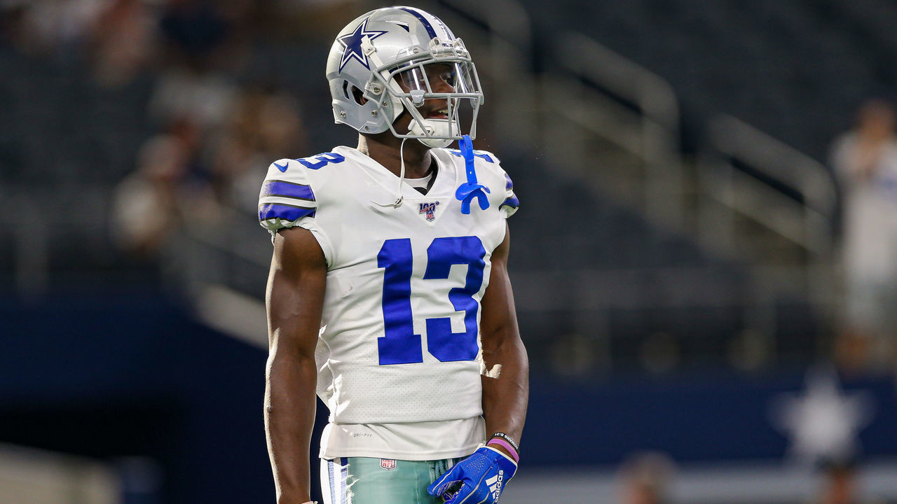 ARLINGTON, TX - AUGUST 29: Dallas Cowboys wide receiver Michael Gallup (13) warms up prior to the preseason game between the Tampa Bay Buccaneers and Dallas Cowboys on August 29, 2019 at AT&T Stadium in Arlington, TX.
