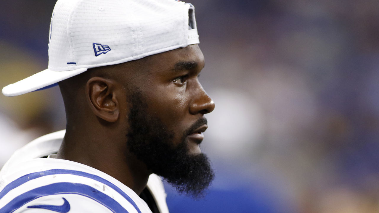 INDIANAPOLIS, INDIANA - AUGUST 17: Darius Leonard #53 of the Indianapolis Colts on the sidelines during the preseason game against the Cleveland Browns at Lucas Oil Stadium on August 17, 2019 in Indianapolis, Indiana.
