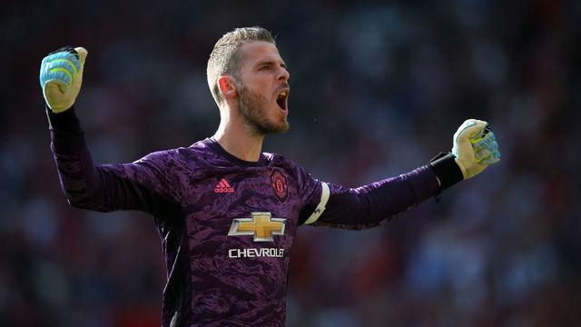 MANCHESTER, ENGLAND - AUGUST 24: Manchester United goalkeeper David De Gea during the Premier League match between Manchester United and Crystal Palace at Old Trafford on August 24, 2019 in Manchester, United Kingdom.