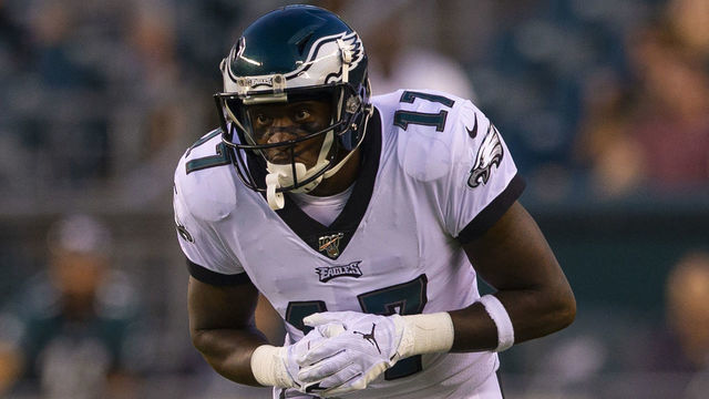 PHILADELPHIA, PA - AUGUST 22: Alshon Jeffery #17 of the Philadelphia Eagles in action against the Baltimore Ravens the preseason game at Lincoln Financial Field on August 22, 2019 in Philadelphia, Pennsylvania.
