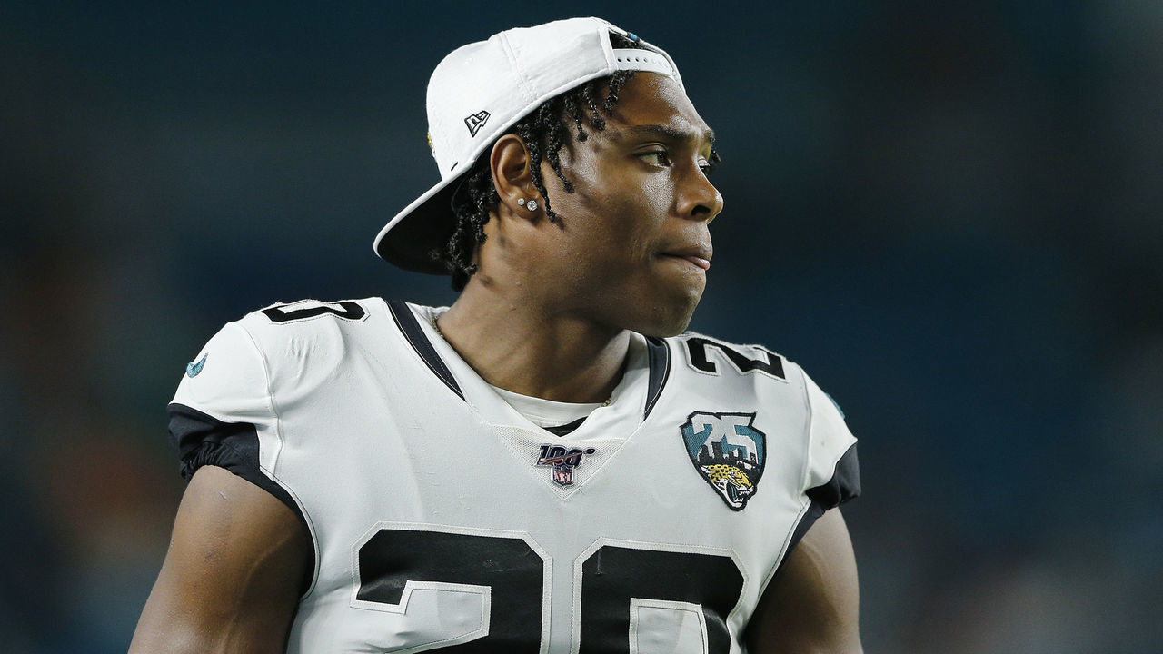 MIAMI, FLORIDA - AUGUST 22: Jalen Ramsey #20 of the Jacksonville Jaguars looks on against the Miami Dolphins during the preseason game at Hard Rock Stadium on August 22, 2019 in Miami, Florida.