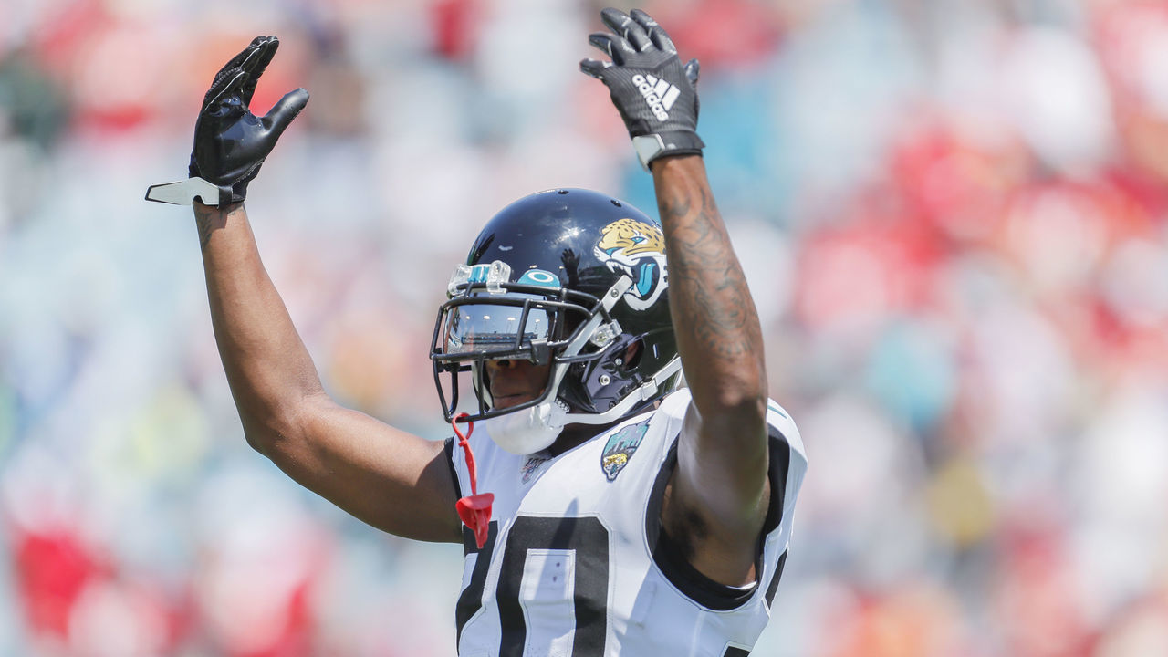 JACKSONVILLE, FLORIDA - SEPTEMBER 08: Jalen Ramsey #20 of the Jacksonville Jaguars reacts during the first half against the Kansas City Chiefs at TIAA Bank Field on September 08, 2019 in Jacksonville, Florida.