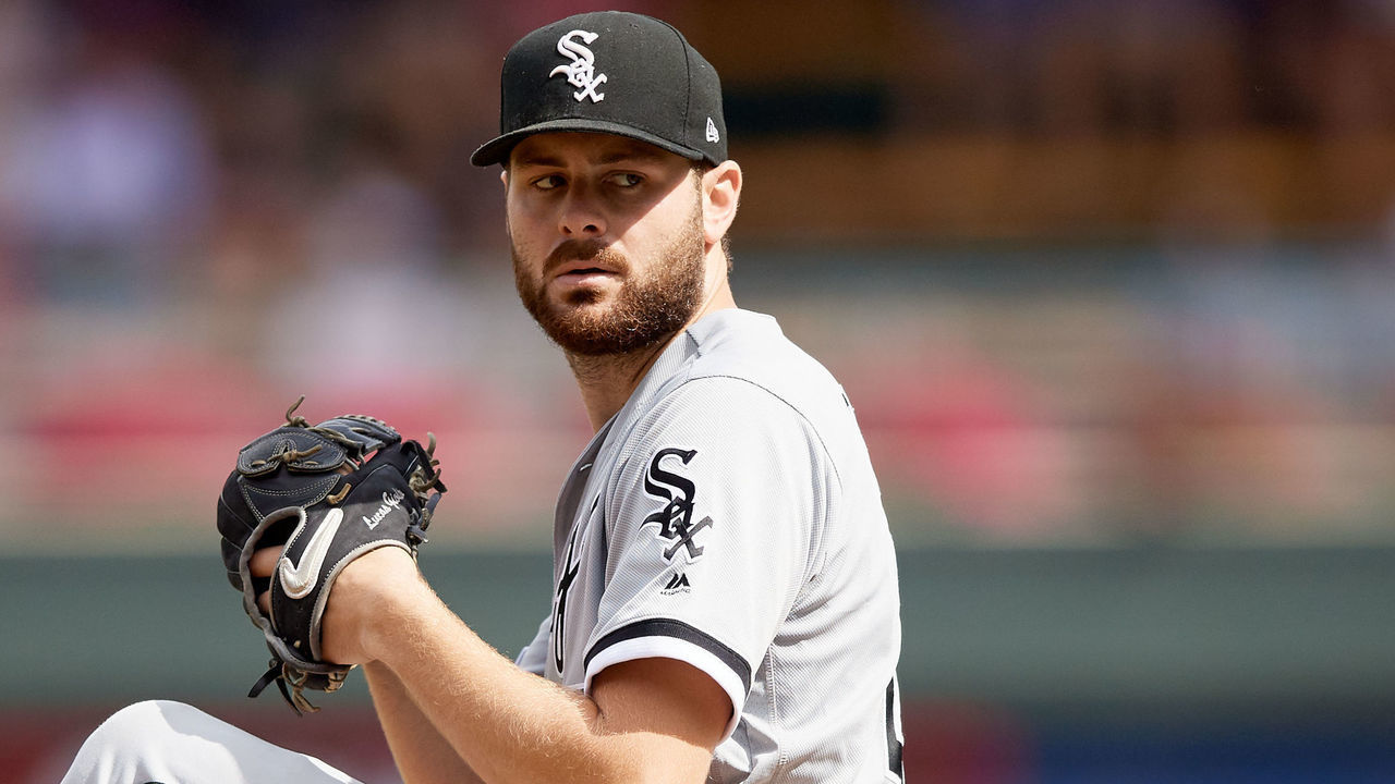 MINNEAPOLIS, MN - AUGUST 21: Lucas Giolito #27 of the Chicago White Sox delivers a pitch against the Minnesota Twins during the game on August 21, 2019 at Target Field in Minneapolis, Minnesota.