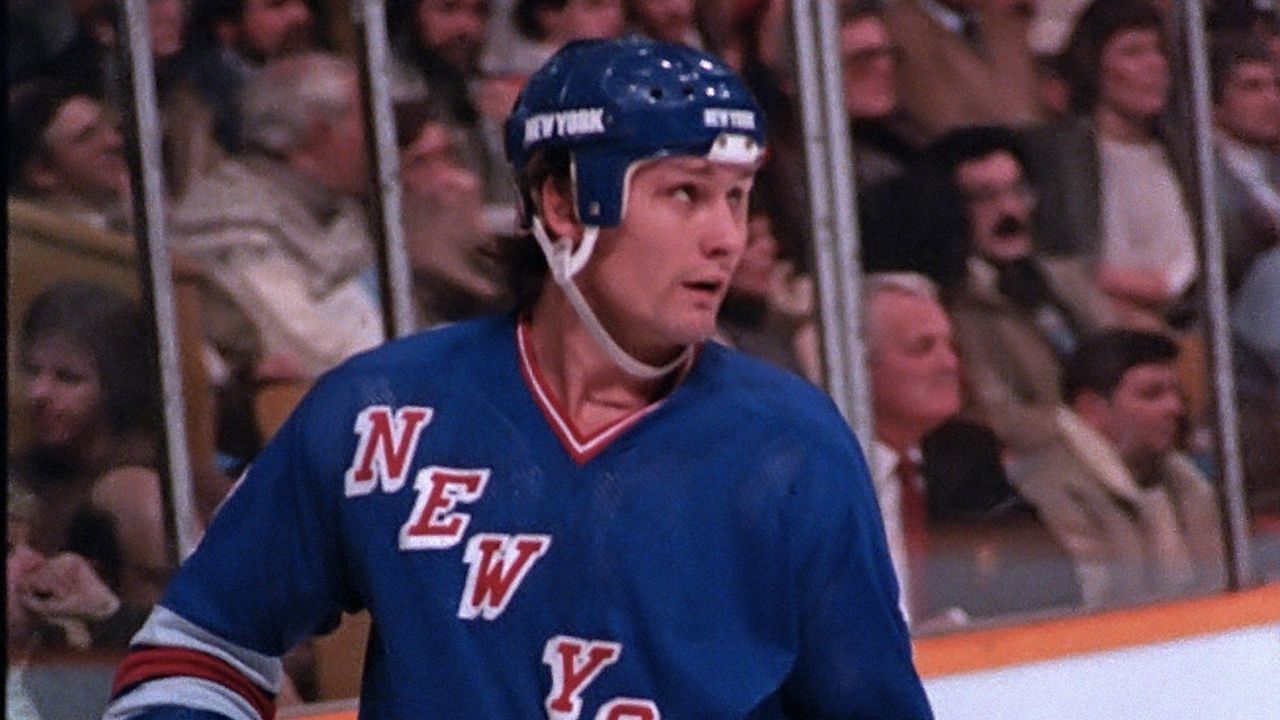 TORONTO, ON - JANUARY 21: Tom Laidlaw #2 of the New York Rangers prepares for the face-off against the Toronto Maple Leafs during game action at Maple Leaf Gardens in Toronto, Ontario, Canada on January 21, 1984.