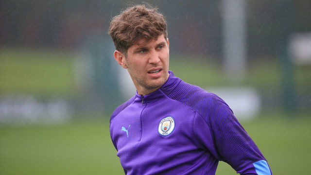 MANCHESTER, ENGLAND - SEPTEMBER 09: Manchester City's John Stones in action during training at Manchester City Football Academy on September 09, 2019 in Manchester, England.