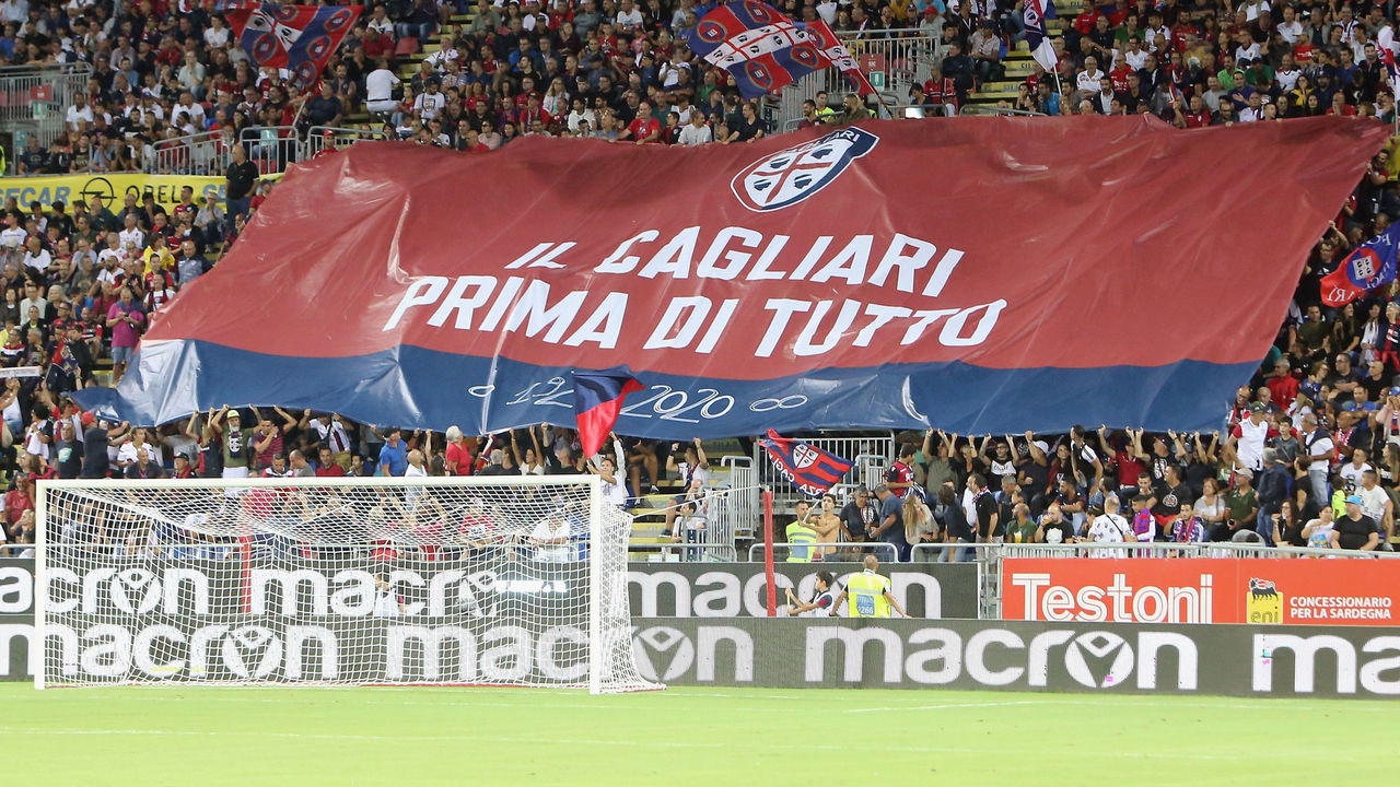 CAGLIARI, ITALY - SEPTEMBER 01: the supporters of Cagliari during the Serie A match between Cagliari Calcio and FC Internazionale at Sardegna Arena on September 1, 2019 in Cagliari, Italy.