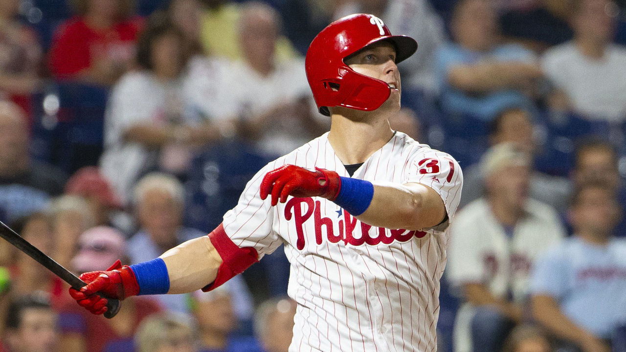 PHILADELPHIA, PA - SEPTEMBER 10: Corey Dickerson #31 of the Philadelphia Phillies bats against the Atlanta Braves at Citizens Bank Park on September 10, 2019 in Philadelphia, Pennsylvania.