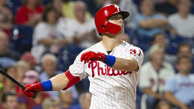 PHILADELPHIA, PA - SEPTEMBER 10: Corey Dickerson #31 of the Philadelphia Phillies bats against the Atlanta Braves at Citizens Bank Park on September 10, 2019 in Philadelphia, Pennsylvania.