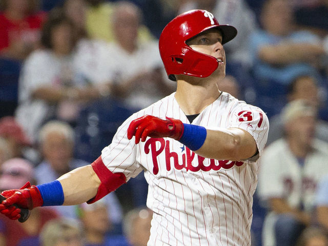 PHILADELPHIA, PA - SEPTEMBER 10: Corey Dickerson #31 of the Philadelphia Phillies bats against the Atlanta Braves at Citizens Bank Park on September 10, 2019 in Philadelphia, Pennsylvania.