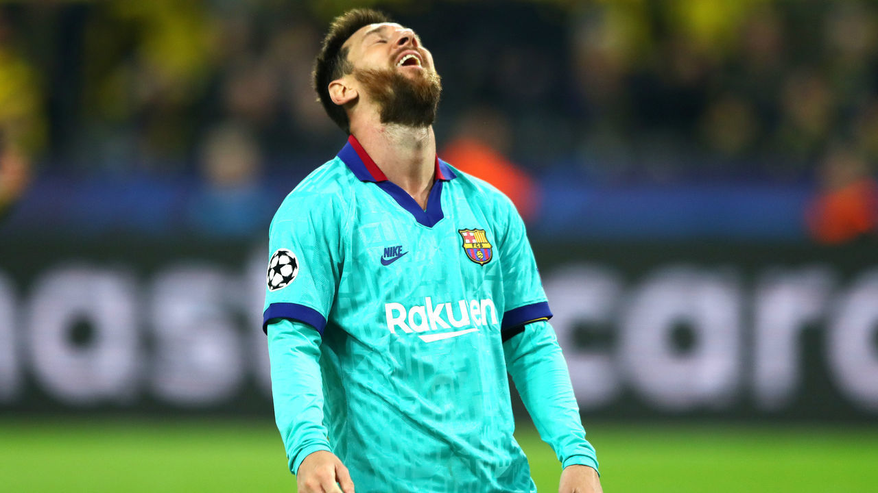 DORTMUND, GERMANY - SEPTEMBER 17: Lionel Messi of FC Barcelona reacts after the UEFA Champions League group F match between Borussia Dortmund and FC Barcelona at Signal Iduna Park on September 17, 2019 in Dortmund, Germany.