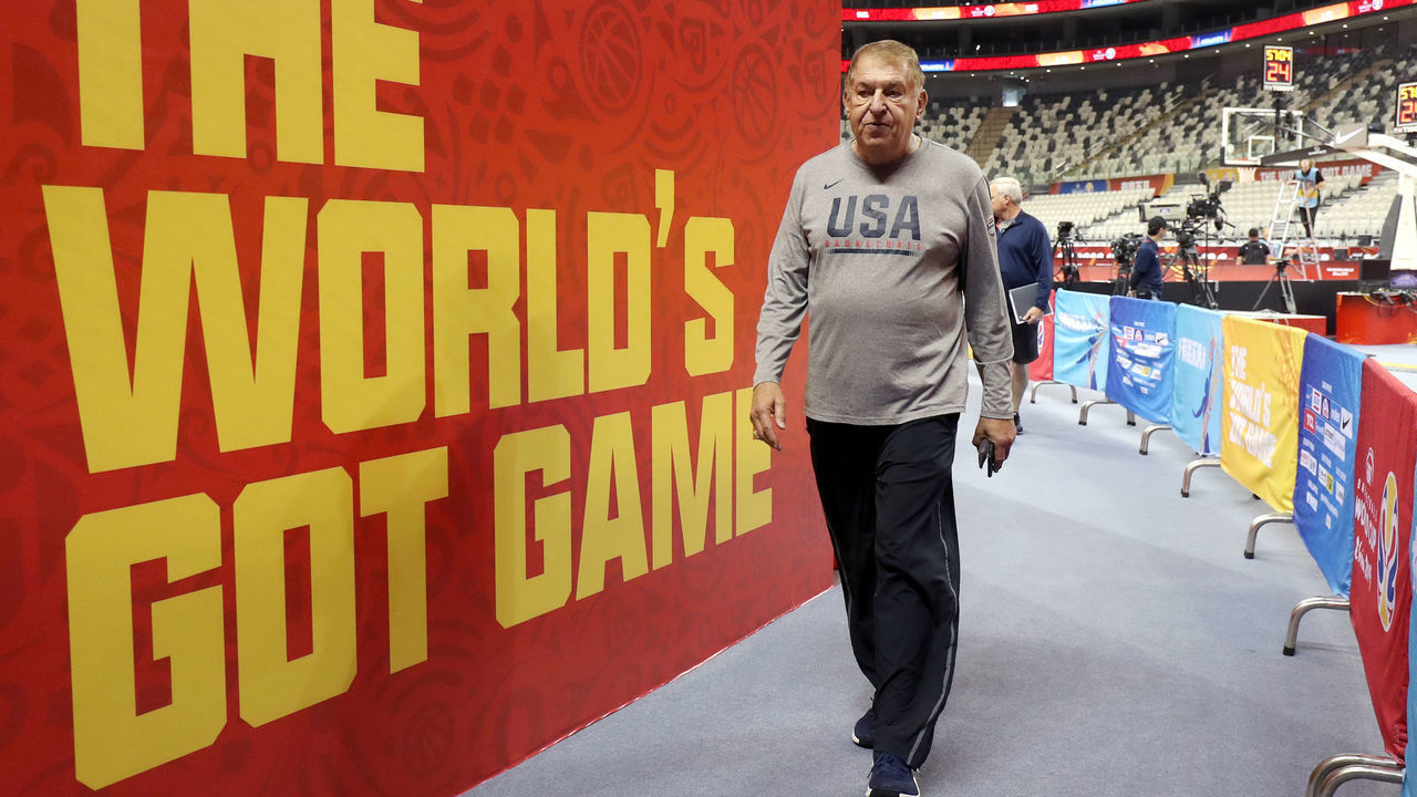 SHANGHAI, CHINA - SEPTEMBER 5: Managing Director Jerry Colangelo of USA leaves the court during shootaround on September 5, 2019 at the Shanghai Oriental Sports Center in Shanghai, China. NOTE TO USER: User expressly acknowledges and agrees that, by downloading and/or using this photograph, user is consenting to the terms and conditions of the Getty Images License Agreement. Mandatory Copyright Notice: Copyright 2019 NBAE