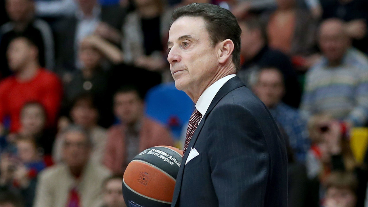 MOSCOW, RUSSIA - MARCH 15: Rick Pitino, Head Coach of Panathinaikos OPAP Athens in action during the 2018/2019 Turkish Airlines EuroLeague Regular Season Round 26 game between CSKA Moscow and Panathinaikos OPAP Athens at Megasport Arena on March 15, 2019 in Moscow, Russia.