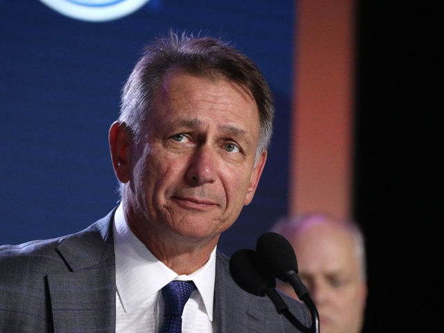 VANCOUVER, BRITISH COLUMBIA - JUNE 21: General Manager Ken Holland of the Edmonton Oilers speaks onstage during the first round of the 2019 NHL Draft at Rogers Arena on June 21, 2019 in Vancouver, Canada.