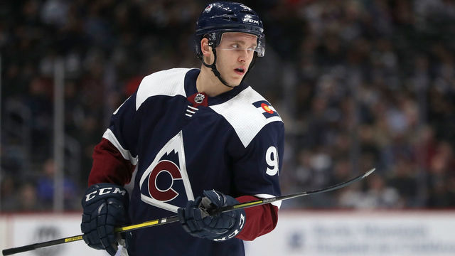 DENVER, COLORADO - FEBRUARY 20: Mikko Rantanen #96 of the Colorado Avalanche plays the Winnipeg Jets at the Pepsi Center on February 20, 2019 in Denver, Colorado.