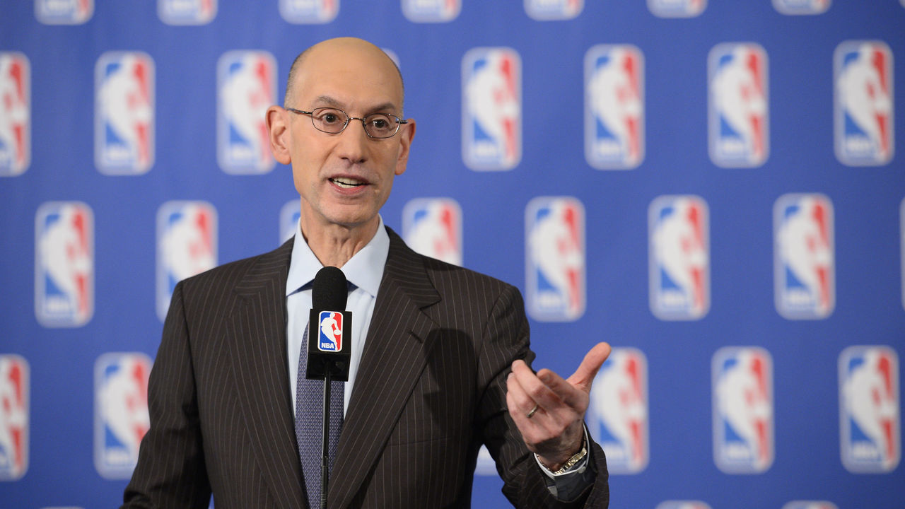 NEW YORK - APRIL 7: NBA Commissioner Adam Silver speaks to the media after the Board of Governors meetings on April 7, 2017 at the St. Regis Hotel in New York City. NOTE TO USER: User expressly acknowledges and agrees that, by downloading and/or using this photograph, user is consenting to the terms and conditions of the Getty Images License Agreement. Mandatory Copyright Notice: Copyright 2017 NBAE