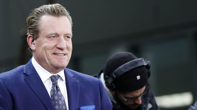 BOSTON, MA - MAY 29: NBCSN's Jeremy Roenick checks his phone before Game 2 of the 2019 Stanley Cup Finals between the Boston Bruins and the St. Louis Blues on May 29, 2019, at TD Garden in Boston, Massachusetts.
