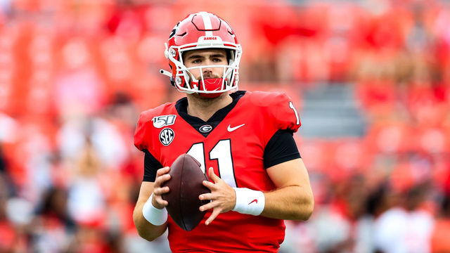 ATHENS, GA - SEPTEMBER 14: Jake Fromm #11 of the Georgia Bulldogs is seen prior to the start of the game against the Arkansas State Red Wolves at Sanford Stadium on September 14, 2019 in Athens, Georgia.