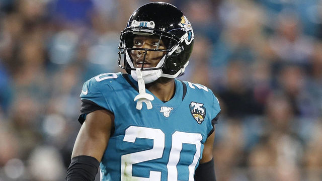 JACKSONVILLE, FLORIDA - SEPTEMBER 19: Jalen Ramsey #20 of the Jacksonville Jaguars looks on during the third quarter of a game against the Tennessee Titans at TIAA Bank Field on September 19, 2019 in Jacksonville, Florida.