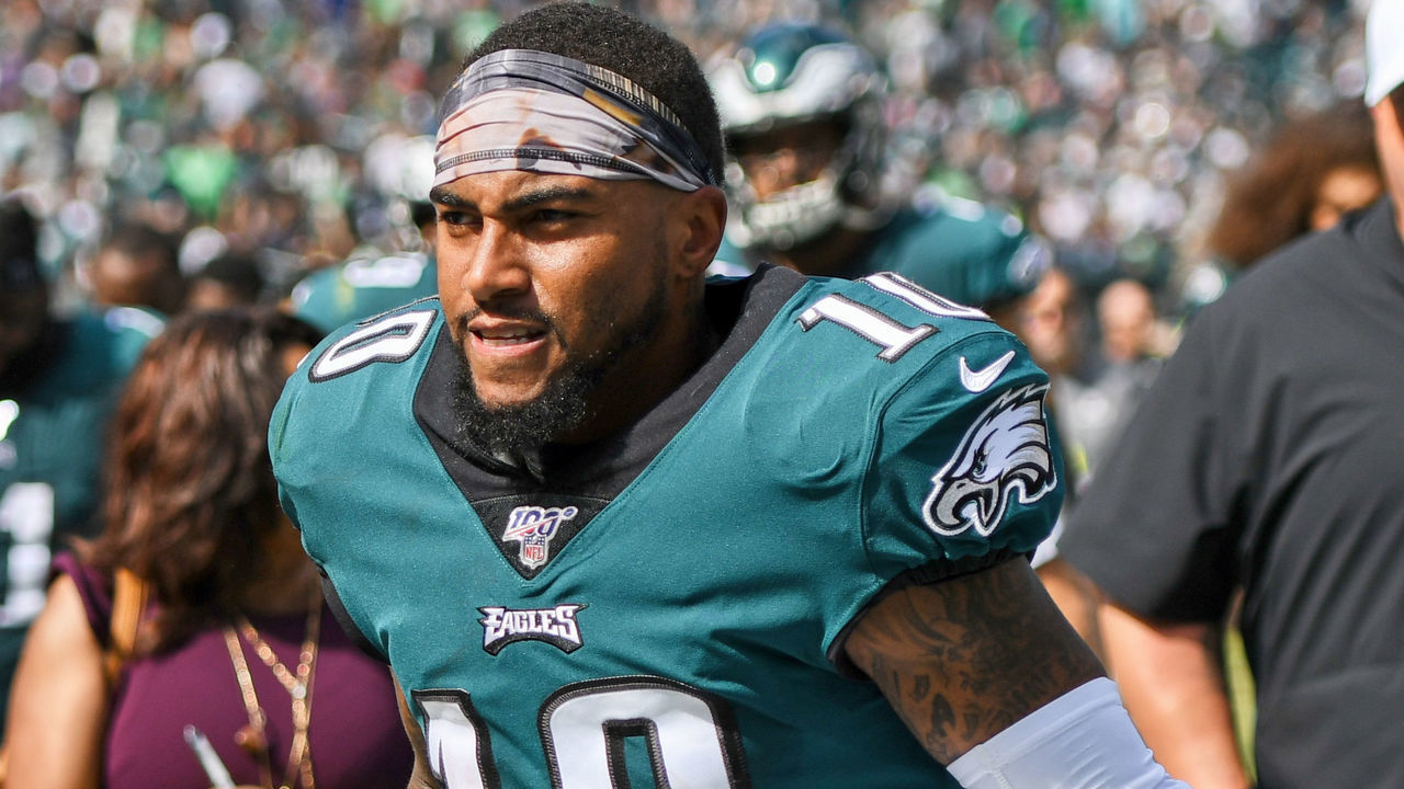 PHILADELPHIA, PA - SEPTEMBER 08: Philadelphia Eagles wide receiver DeSean Jackson (10) heads to the locker room during the game between the Washington Redskins and the Philadelphia Eagles on September 8, 2019 at Lincoln Financial Field in Philadelphia, PA.