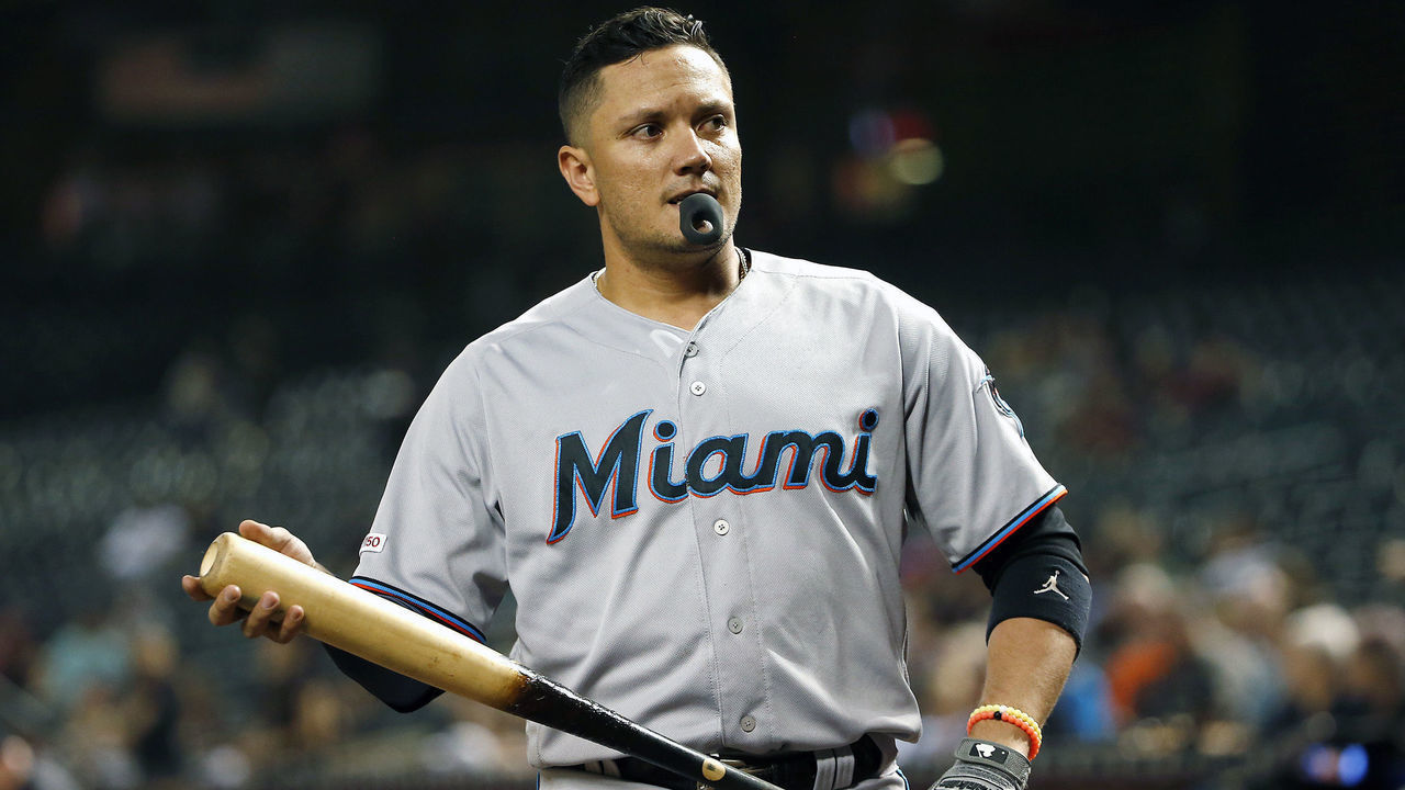 PHOENIX, ARIZONA - SEPTEMBER 16: Miguel Rojas #19 of the Miami Marlins prior to the MLB game against the Arizona Diamondbacks at Chase Field on September 16, 2019 in Phoenix, Arizona.