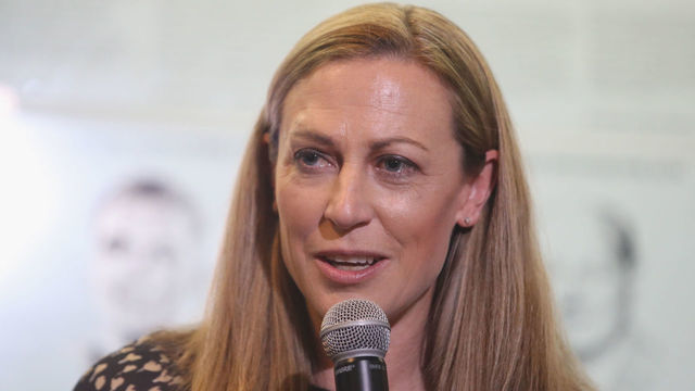TORONTO, ONTARIO - NOVEMBER 09: Jayna Hefford takes part in a press conference and photo opportunity at the Great Hall in the Hockey Hall Of Fame on November 09, 2018 in Toronto, Ontario, Canada.