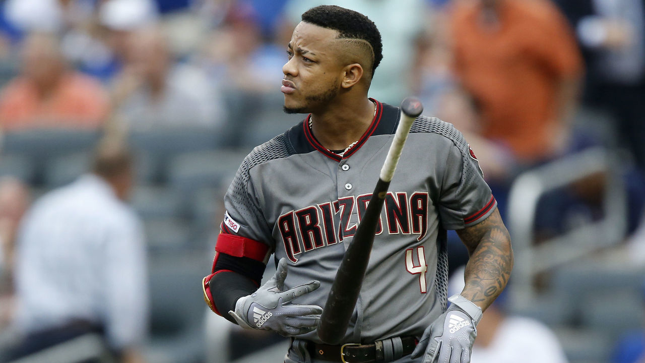 NEW YORK, NEW YORK - SEPTEMBER 12: Ketel Marte #4 of the Arizona Diamondbacks tosses his bat after striking out to end the fifth inning against the New York Mets at Citi Field on September 12, 2019 in New York City.