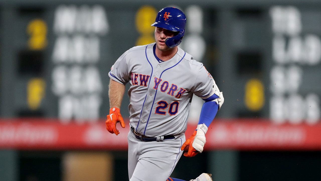 DENVER, COLORADO - SEPTEMBER 17: Pete Alonso #20 of the New York Mets circles the bases after hitting a solo home run in the sixth inning against the Colorado Rockies at Coors Field on September 17, 2019 in Denver, Colorado.