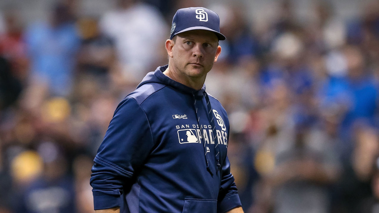 MILWAUKEE, WISCONSIN - SEPTEMBER 17: Manager Andy Green of the San Diego Padres walks across the field in the seventh inning against the Milwaukee Brewers at Miller Park on September 17, 2019 in Milwaukee, Wisconsin.