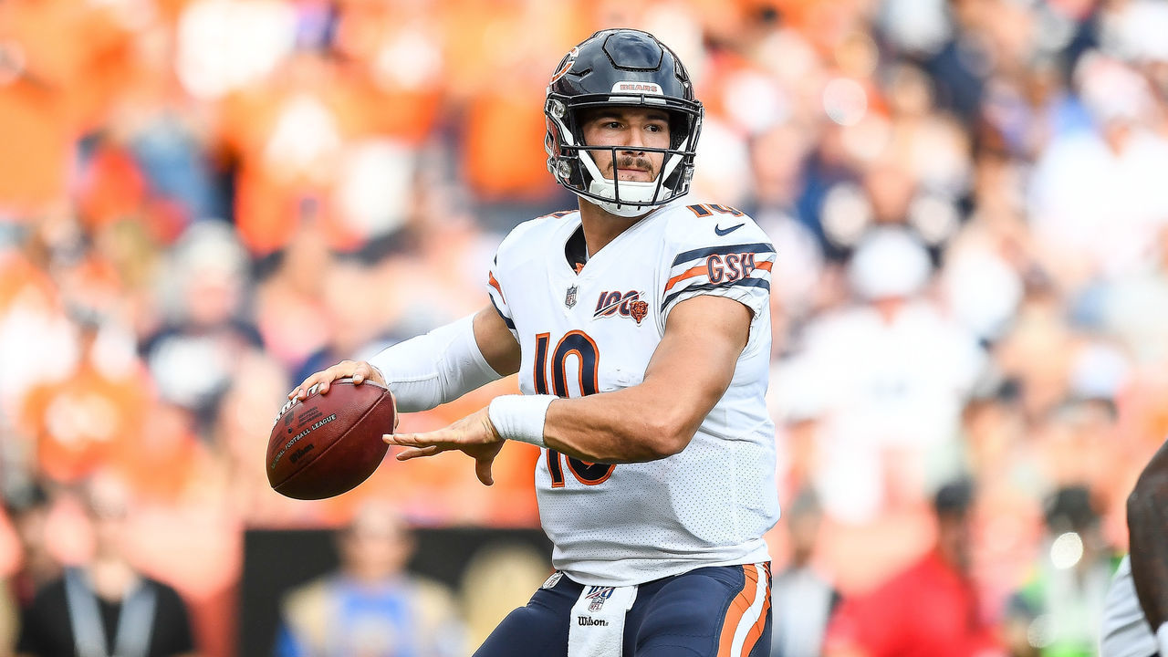 DENVER, CO - SEPTEMBER 15: Mitchell Trubisky #10 of the Chicago Bears passes against the Denver Broncos in the fourth quarter of a game at Empower Field at Mile High on September 15, 2019 in Denver, Colorado.
