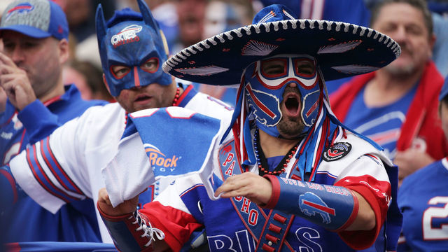 ORCHARD PARK, NY - SEPTEMBER 13: Buffalo Bills fans cheer against the Indianapolis Colts during the first half at Ralph Wilson Stadium on September 13, 2015 in Orchard Park, New York.