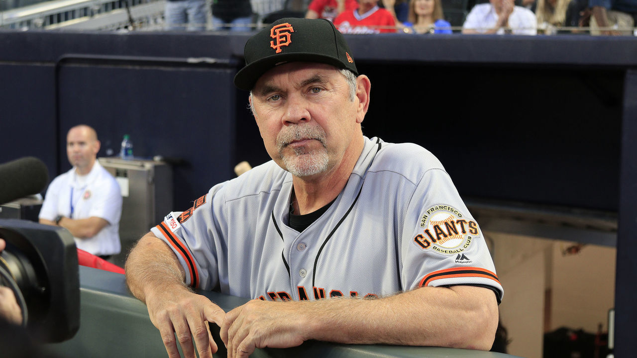 ATLANTA, GA - SEPTEMBER 20: Giants manager Bruce Bochy during the MLB game between the Atlanta Braves and the San Francisco on September 20, 2019 at SunTrust Park in Atlanta, Georgia.