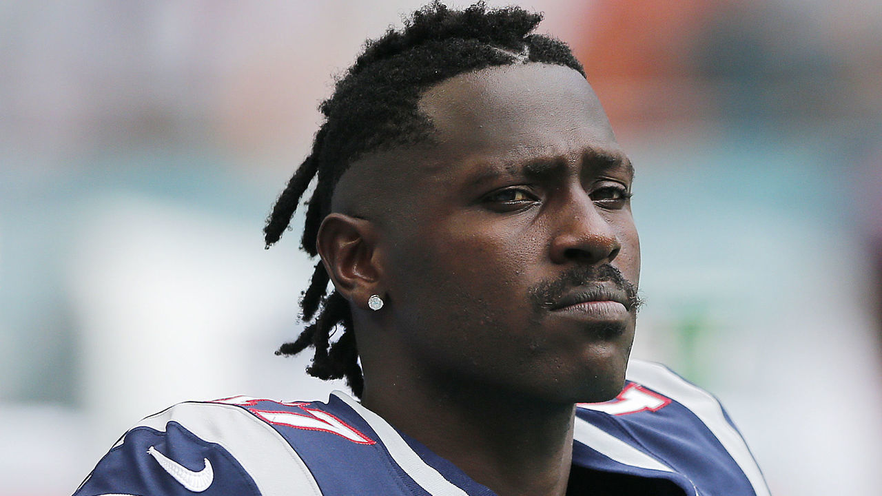 MIAMI, FLORIDA - SEPTEMBER 15: Antonio Brown #17 of the New England Patriots looks on against the Miami Dolphins during the fourth quarter at Hard Rock Stadium on September 15, 2019 in Miami, Florida.
