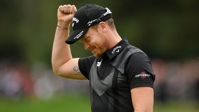 VIRGINIA WATER, ENGLAND - SEPTEMBER 22: Danny Willett of England celebrates his victory in the BMW PGA Championship during Day Four of the BMW PGA Championship at Wentworth Golf Club on September 22, 2019 in Virginia Water, United Kingdom.