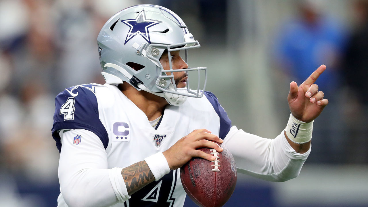 ARLINGTON, TEXAS - SEPTEMBER 22: Dak Prescott #4 of the Dallas Cowboys in action against the Miami Dolphins in the third quarter at AT&T Stadium on September 22, 2019 in Arlington, Texas.