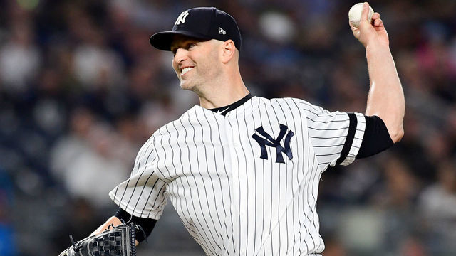 NEW YORK, NEW YORK - SEPTEMBER 20: J.A. Happ #34 of the New York Yankees pitches in the first inning of their game against the Toronto Blue Jays at Yankee Stadium on September 20, 2019 in the Bronx borough of New York City.