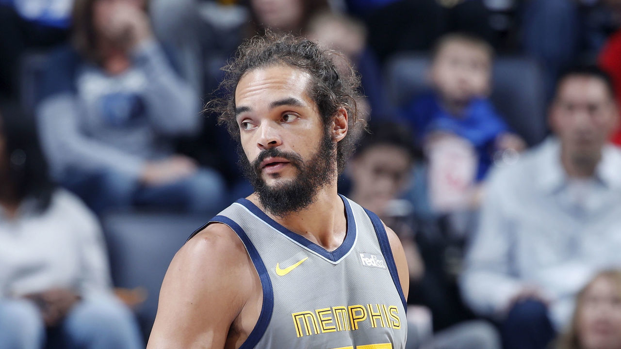 MEMPHIS, TN - MARCH 23: Joakim Noah #55 of the Memphis Grizzlies looks on during the game against the Minnesota Timberwolves at FedExForum on March 23, 2019 in Memphis, Tennessee. Minnesota won 112-99. NOTE TO USER: User expressly acknowledges and agrees that, by downloading and or using the photograph, User is consenting to the terms and conditions of the Getty Images License Agreement.