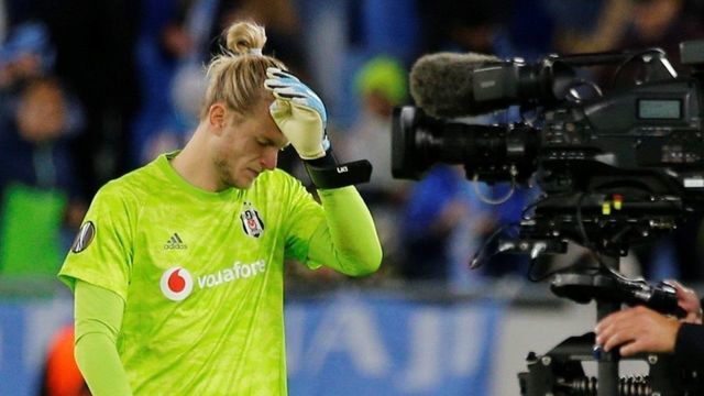 BRATISLAVA, SLOVAKIA - SEPTEMBER 19 : Loris Karius of Besiktas reacts after the UEFA Europa League Group K football match between Slovan Bratislava and Besiktas in Bratislava, Slovakia on September 19, 2019.
