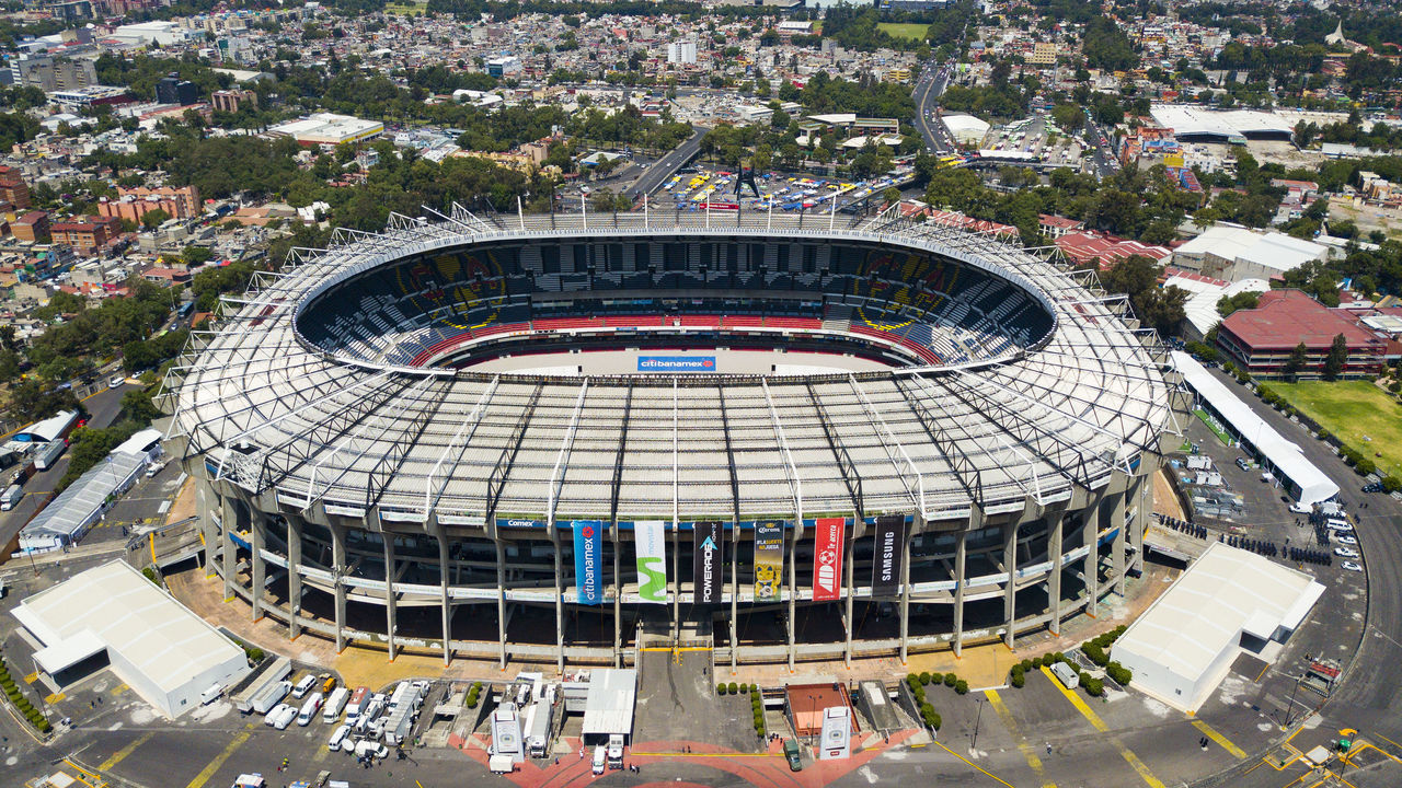 MEXICO CITY, MEXICO - JUNE 02: Aerial view of Azteca Stadium prior to the International Friendly match between Mexico v Scotland at Estadio Azteca on June 2, 2018 in Mexico City, Mexico.