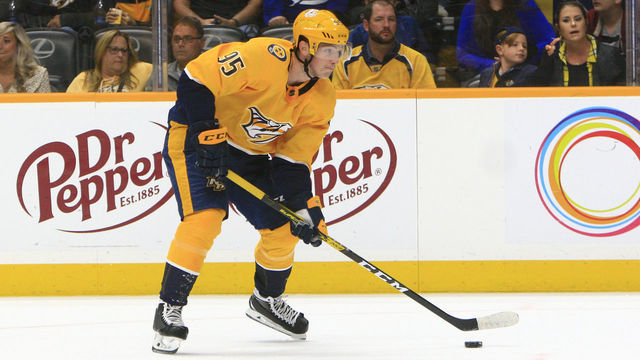 NASHVILLE, TN - SEPTEMBER 21: Nashville Predators center Matt Duchene (95) is shown during the NHL preseason game between the Nashville Predators and Tampa Bay Lightning, held on September 21, 2019, at Bridgestone Arena in Nashville, Tennessee.