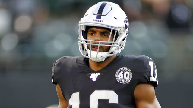 OAKLAND, CA - SEPTEMBER 09: Oakland Raiders Wide Receiver Tyrell Williams (16) does some sprints before the Monday Night Football Season Opener between the Denver Broncos and the Oakland Raiders on Sept. 9, 2019 at RingCentral Coliseum in Oakland, CA.