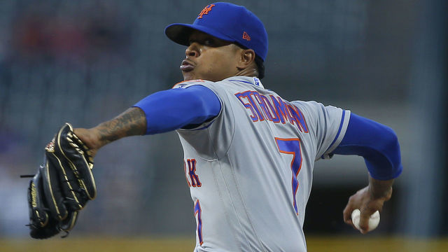 DENVER, CO - SEPTEMBER 17: New York Mets Starting pitcher Marcus Stroman (7) delivers a pitch during the first inning of a game between the Colorado Rockies and the visiting New York Mets on September 17, 2019 at Coors Field in Denver, CO.