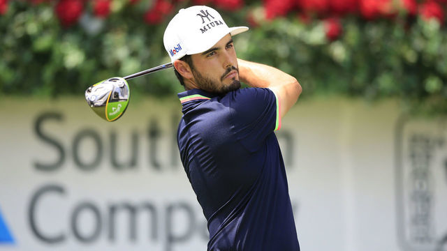 ATLANTA, GA - AUGUST 24: Abraham Ancer tees off to start third round play of the TOUR Championship on August 24, 2019 At East Lake Golf Club in Atlanta, GA.