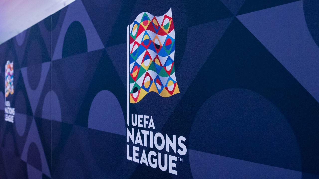LAUSANNE, SWITZERLAND - JANUARY 24: Feature of the UEFA Nations League logo during the UEFA Nations League Draw 2018 at Swiss Tech Convention Center on January 24, 2018 in Lausanne, Switzerland.