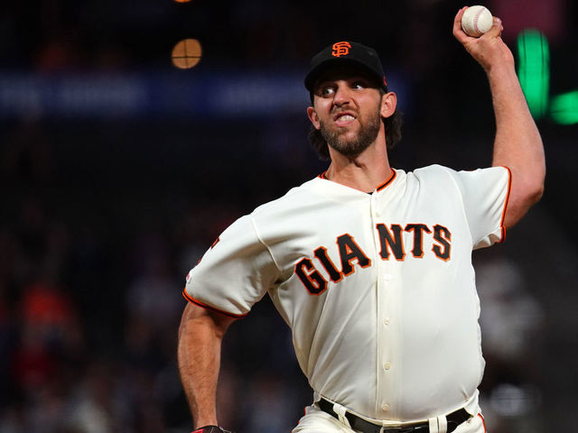 Madison Bumgarner singles on a sharp line drive to left fielder