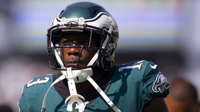 PHILADELPHIA, PA - SEPTEMBER 22: Nelson Agholor #13 of the Philadelphia Eagles looks on against the Detroit Lions at Lincoln Financial Field on September 22, 2019 in Philadelphia, Pennsylvania.